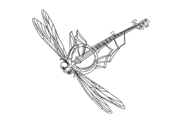 Dragonfly Banjo Line Art