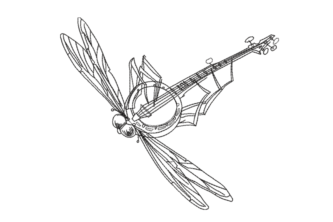Dragonfly Banjo Line Art