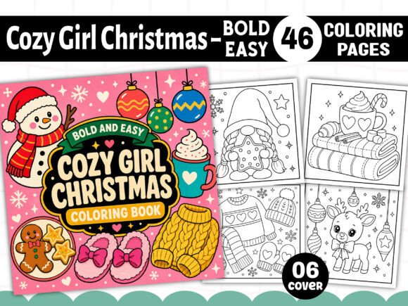 Easy Cozy Girl Christmas Coloring Book