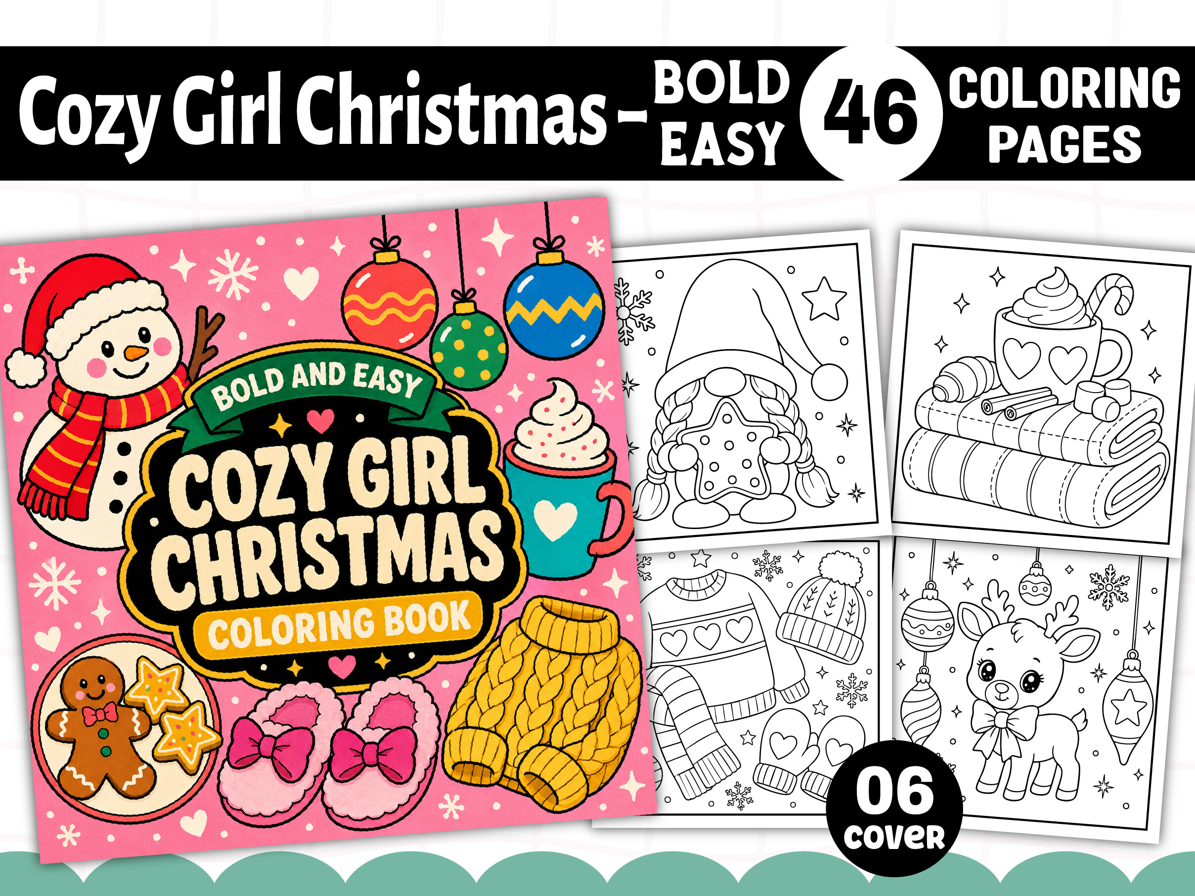 Easy Cozy Girl Christmas Coloring Book