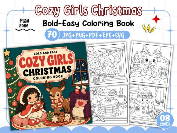 Easy Cozy Girls Christmas Coloring Book