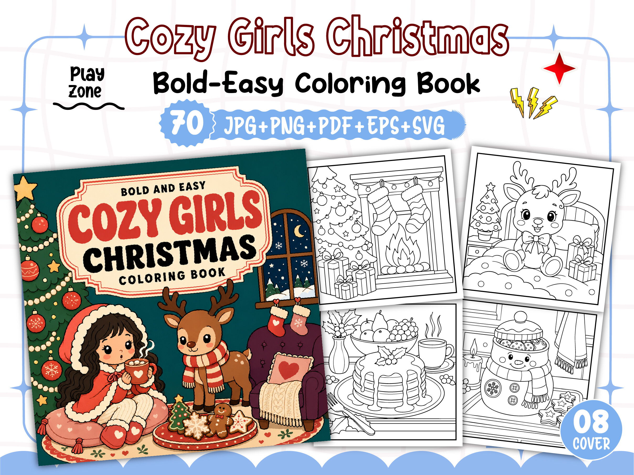 Easy Cozy Girls Christmas Coloring Book