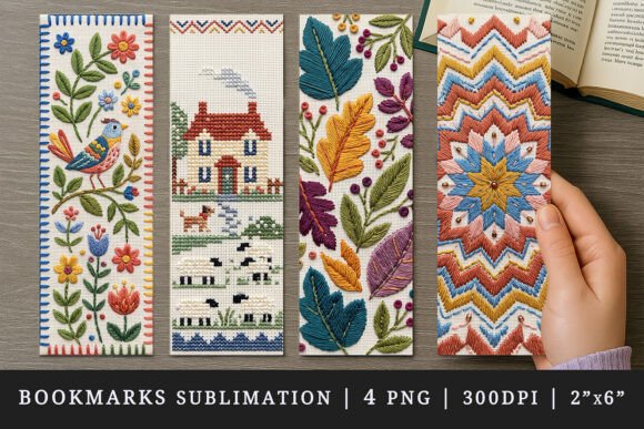 Embroidery Bookmark Design Set