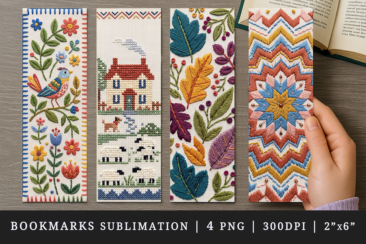 Embroidery Bookmark Design Set