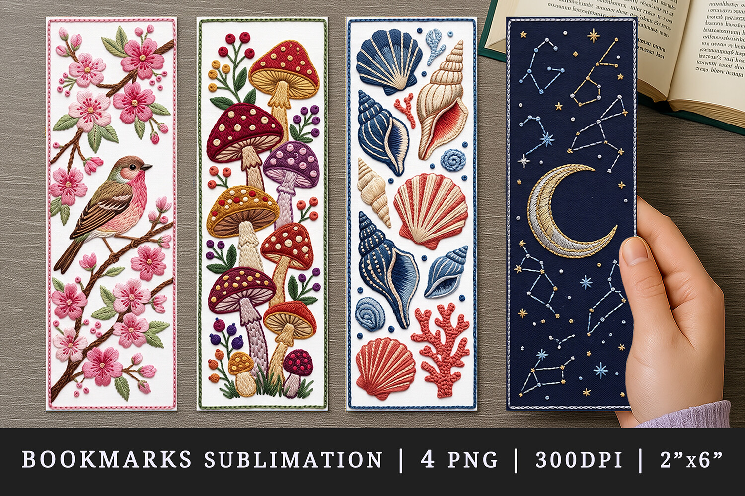 Embroidery Bookmark Design Set