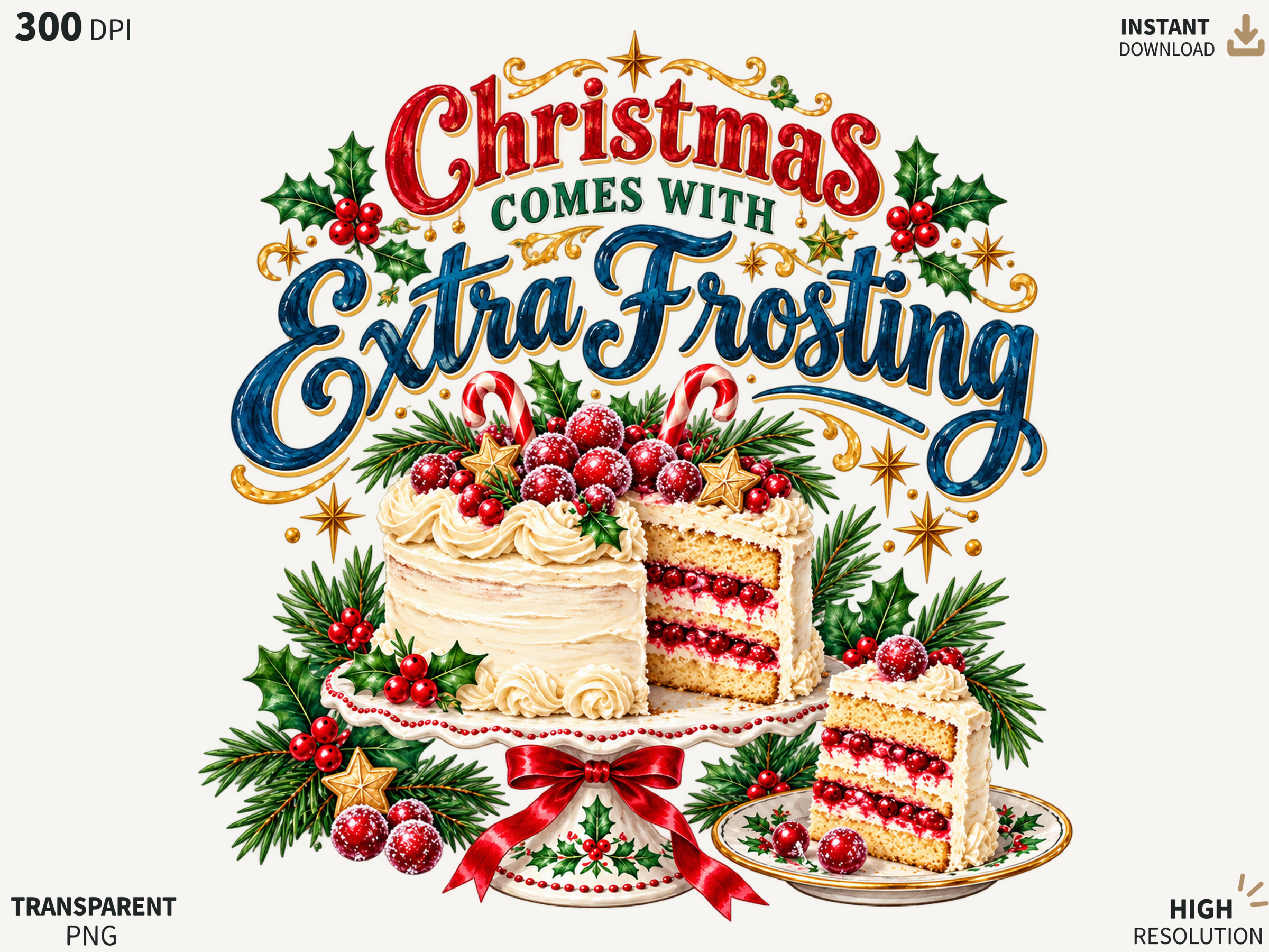 Extra Frosting Christmas Cake PNG, Chris Graphic by The Artistry Hub ...