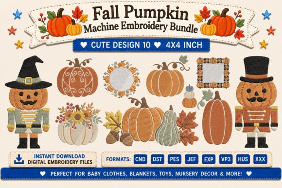 Fall Pumpkin Machine Embroidery Bundle