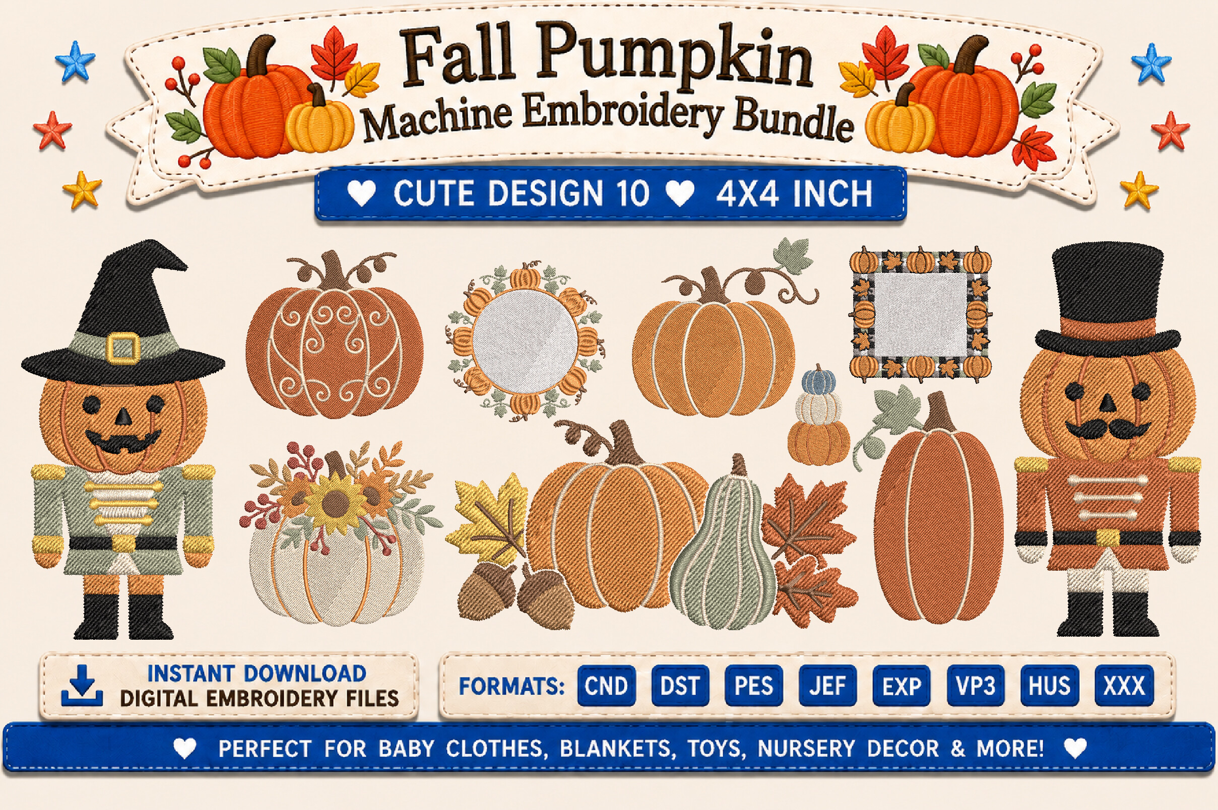 Fall Pumpkin Machine Embroidery Bundle