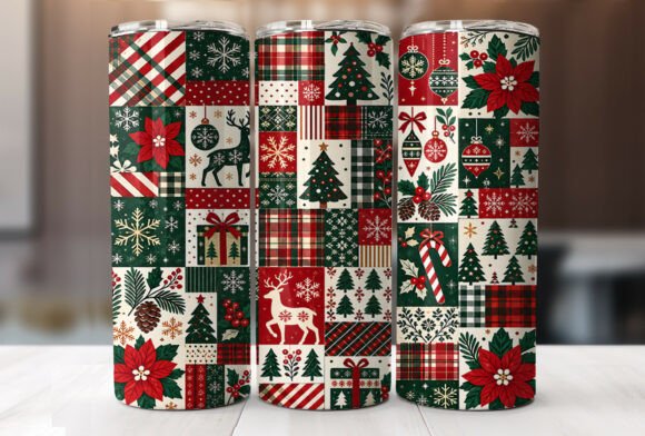 Festive Christmas Patchwork Tumbler Wrap
