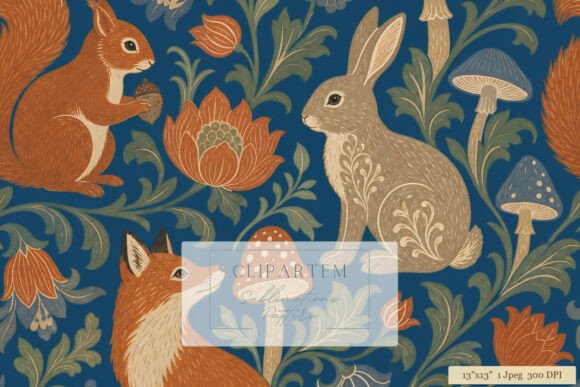 Folk Art Forest Animals Morris Pattern