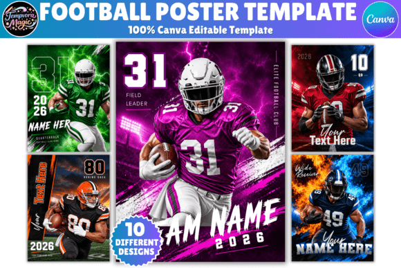 Football Poster Canva Editable Template