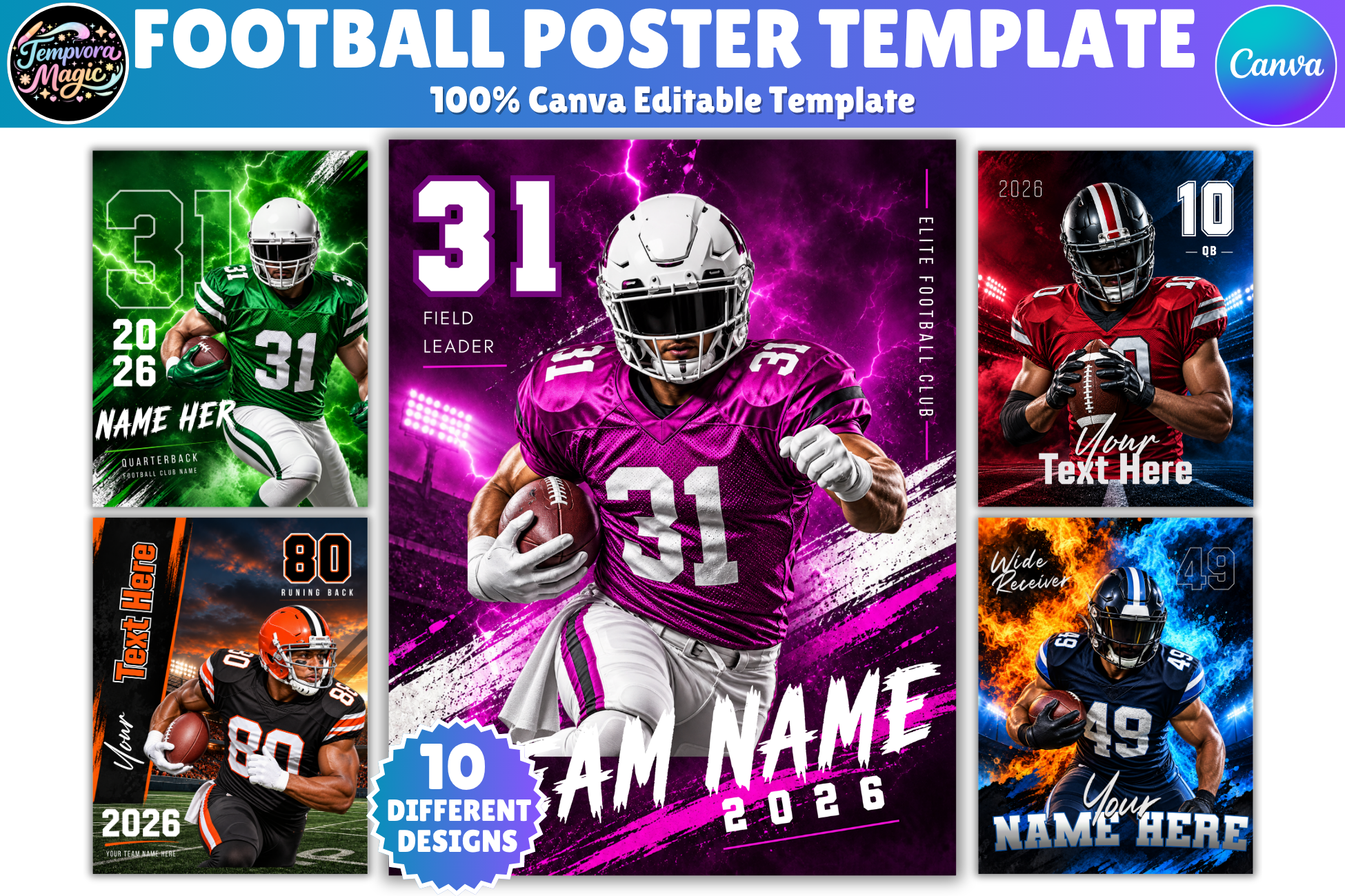 Football Poster Canva Editable Template