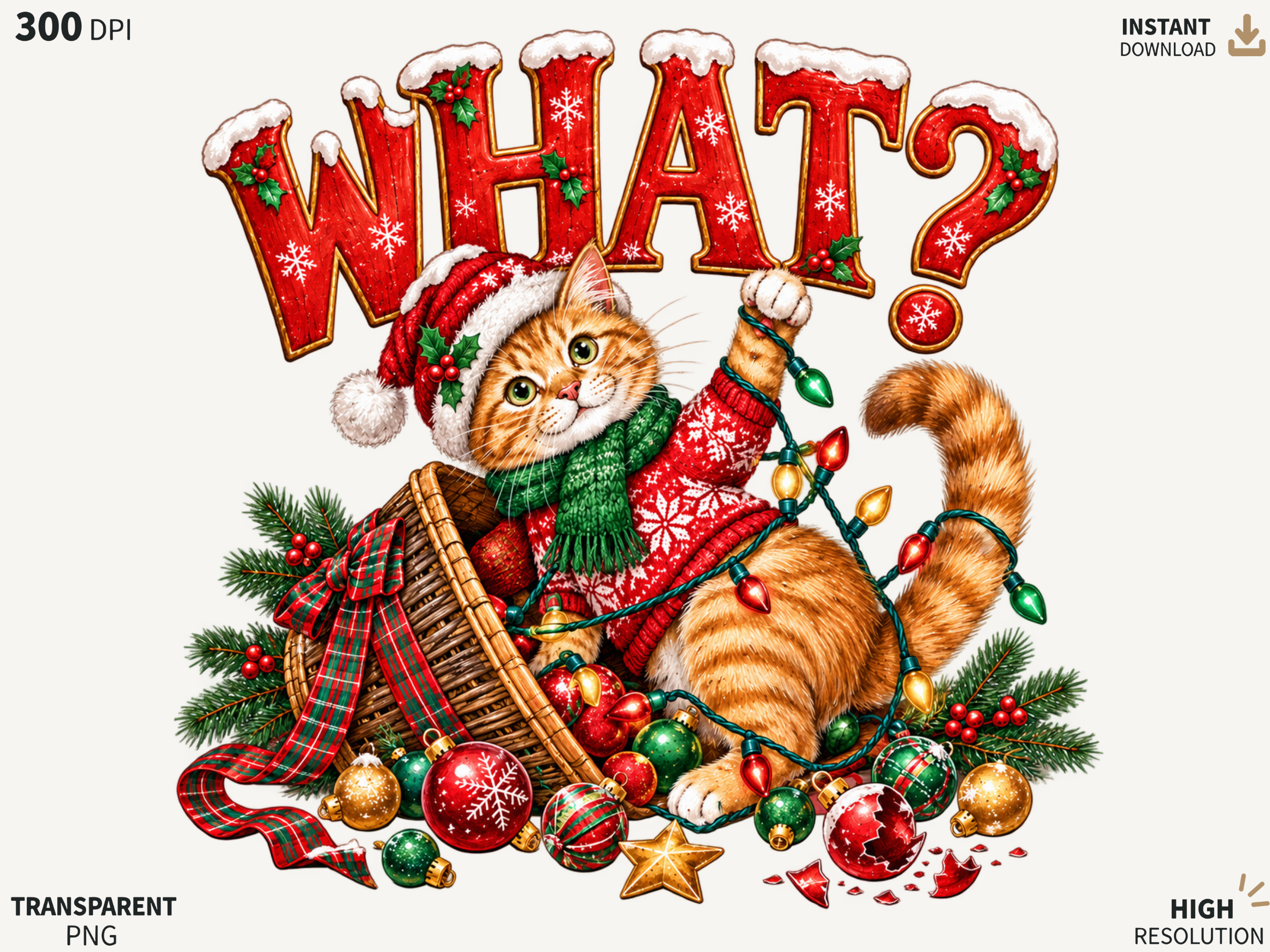 Funny Christmas Cat What PNG