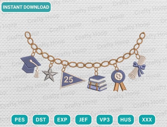 Graduation Garland Embroidery Design