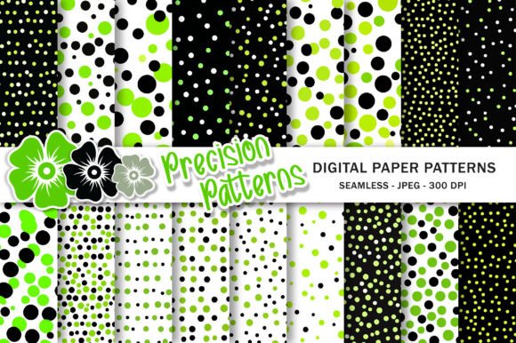 Green Black and White Dot Digital Paper