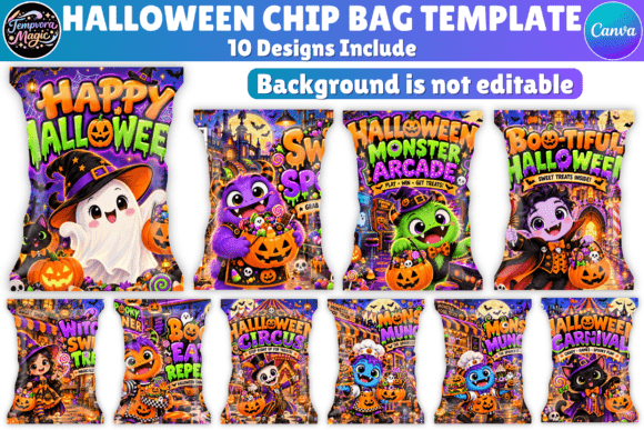 Halloween Chip Bag Template Bundle