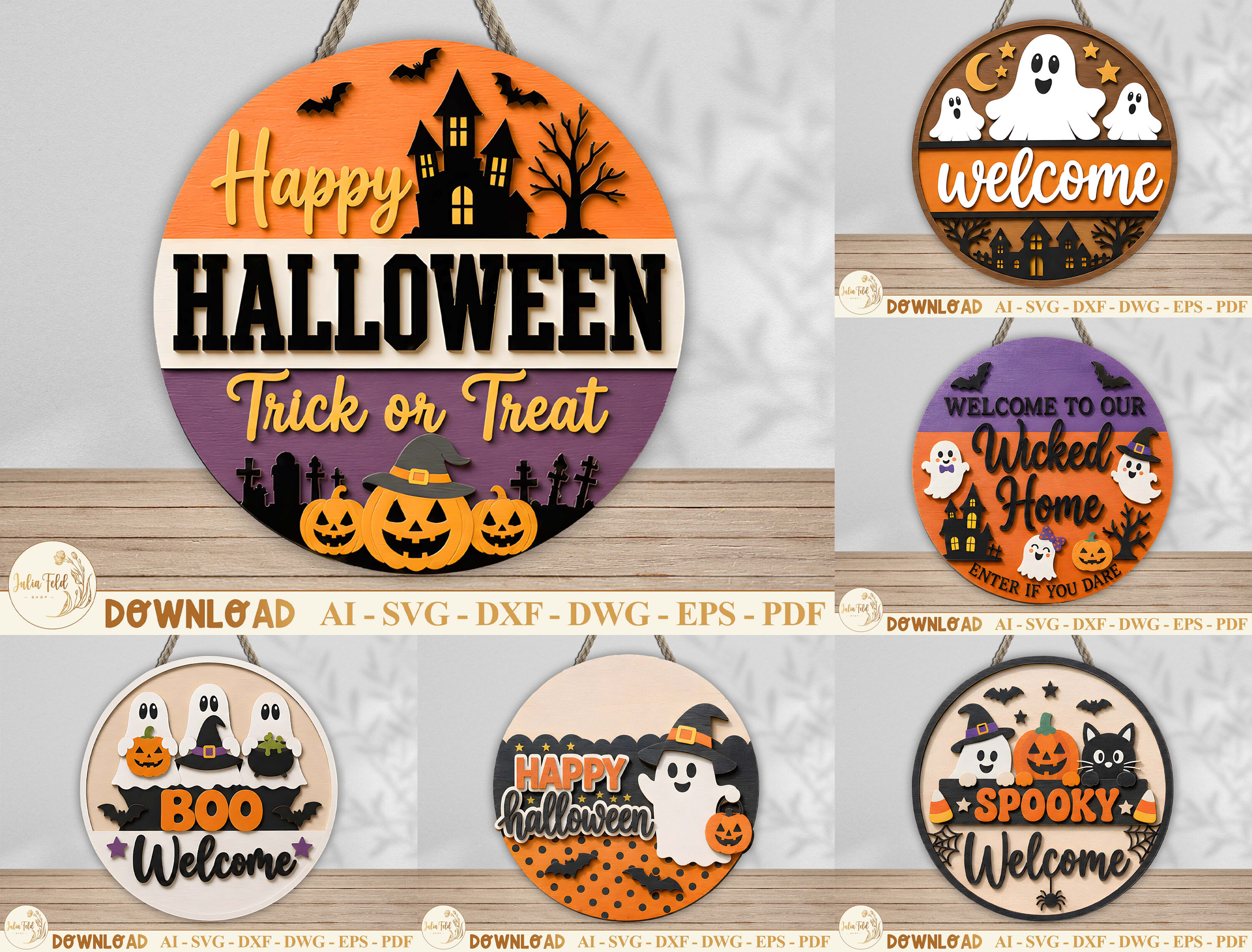 Halloween Door Hanger SVG Bundle