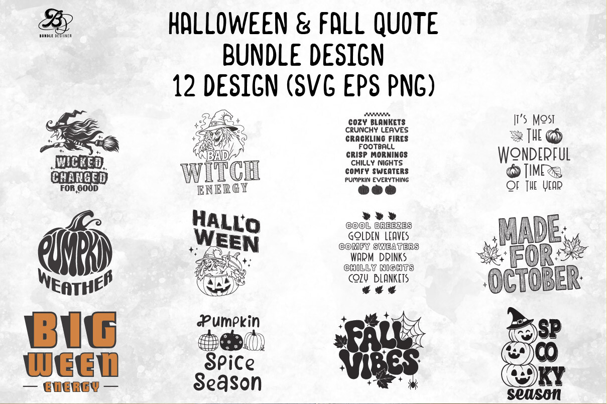 Halloween Fall Quote Svg Design Bundle
