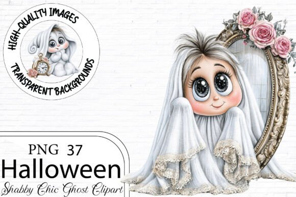 Halloween Shabby Chic Ghost Clipart