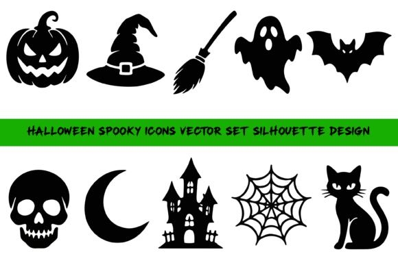 Halloween Icons Vector Set Silhouette