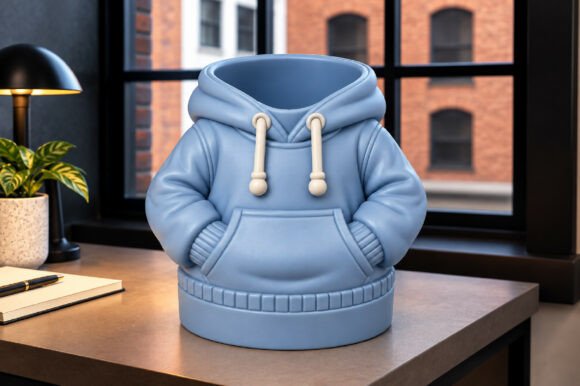 Hoodie Pen Holder STL – 3D Printable Desk Organizer File - Image 2