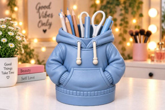 Hoodie Pen Holder STL – 3D Printable Desk Organizer File - Image 3