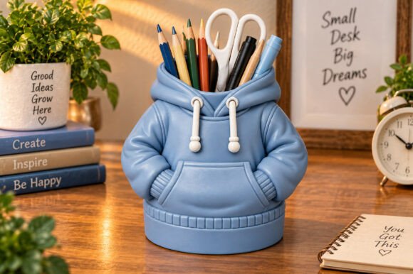 Hoodie Pen Holder STL – 3D Printable Desk Organizer File - Image 4