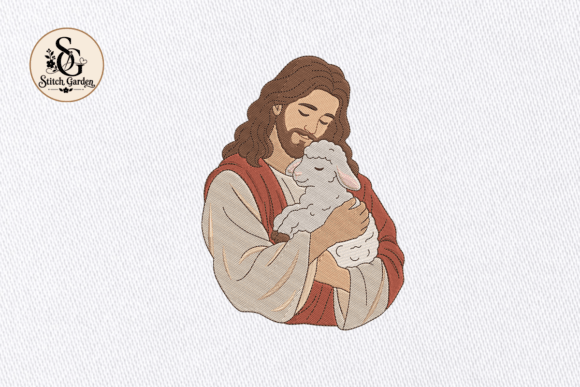 Jesus Holding Lamb Embroidery