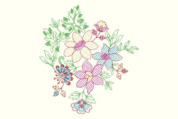 Lattice Floral Bouquet Embroidery Design