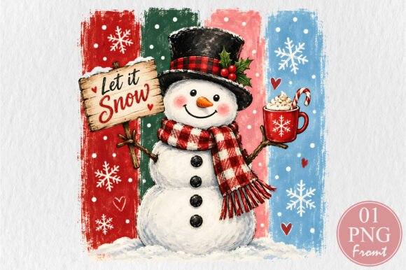 Let It Snow Snowman Christmas PNG