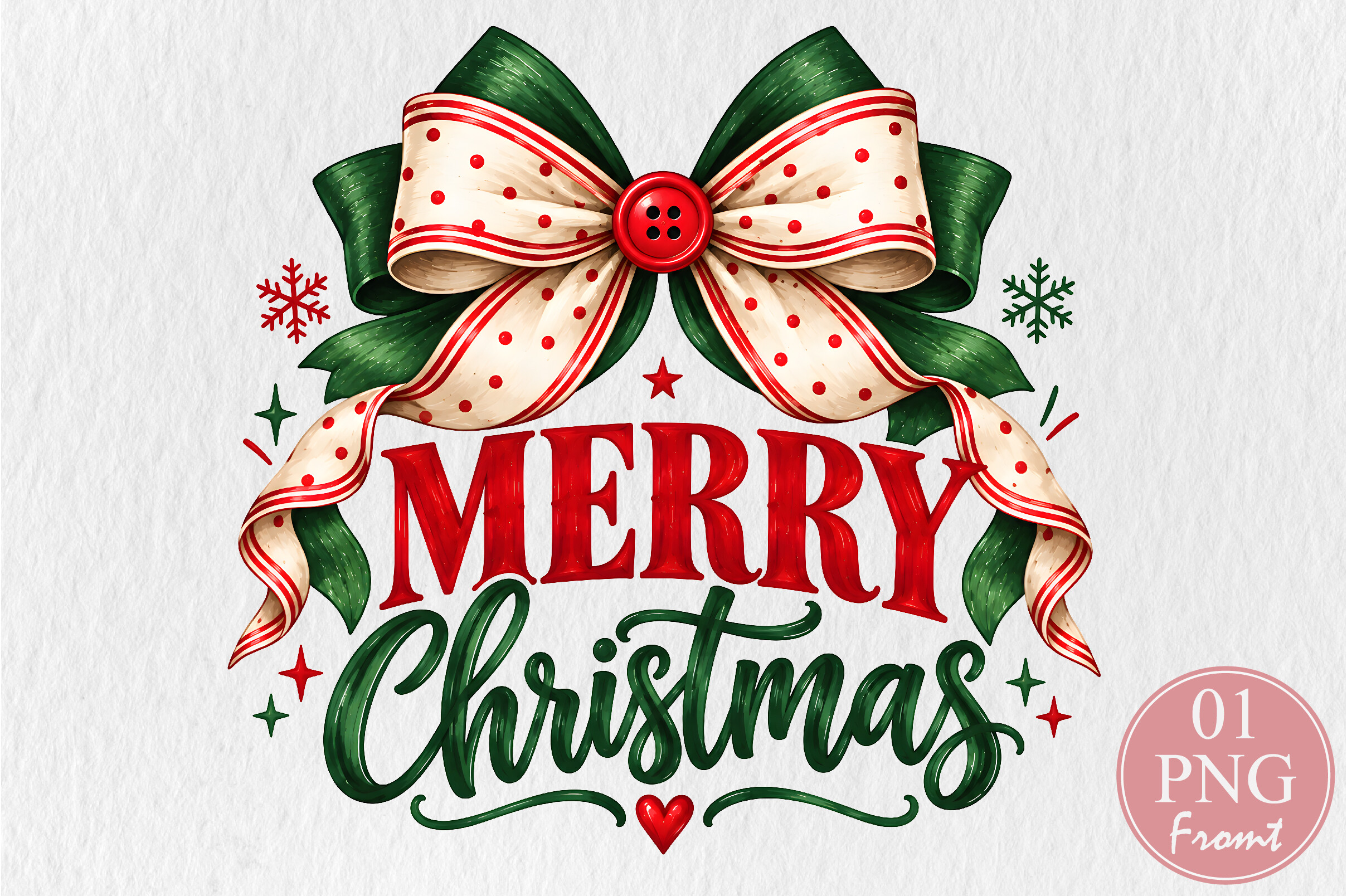 Merry Christmas Coquette Bow PNG