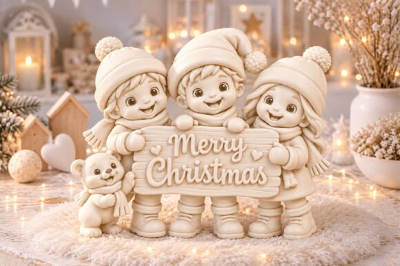 Merry Christmas Family 3D STL File – Holiday 3D Printing Design - Image 2