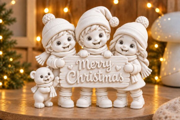 Merry Christmas Family 3D STL File – Holiday 3D Printing Design - Image 3
