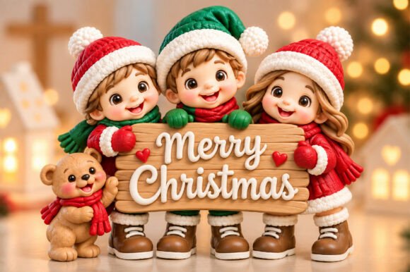 Merry Christmas Family 3D STL File – Holiday 3D Printing Design - Image 4