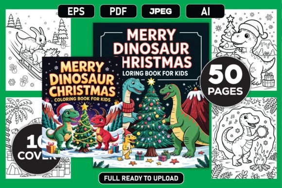 Merry Dinosaur Christmas Coloring Book