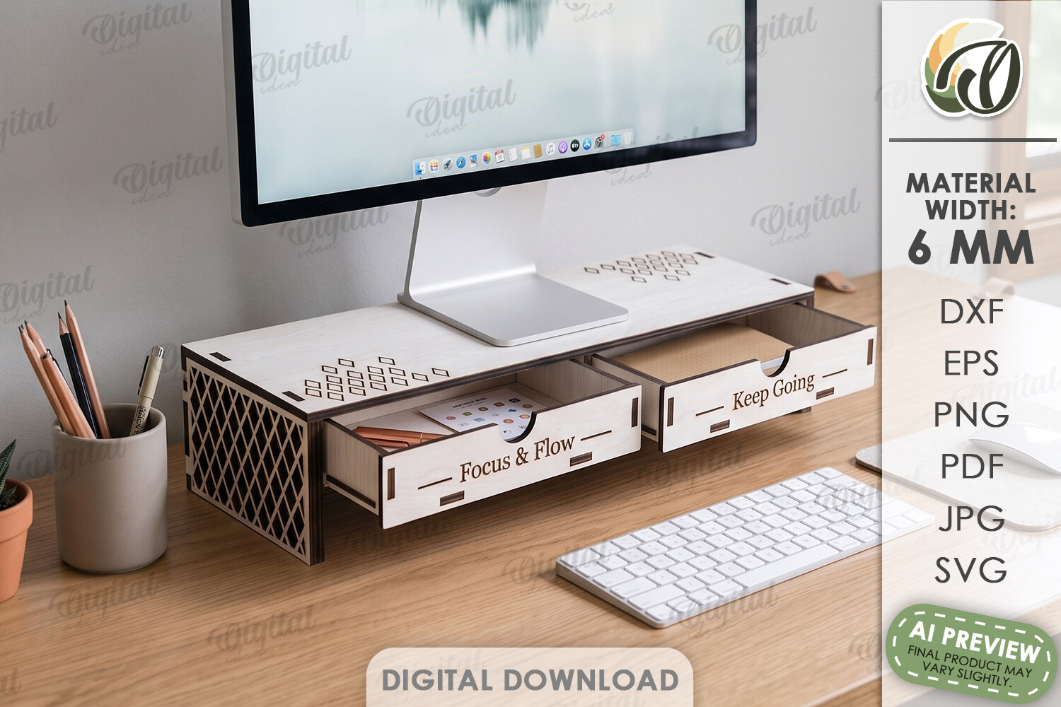 Monitor Shelf Laser Cut · Creative Fabrica