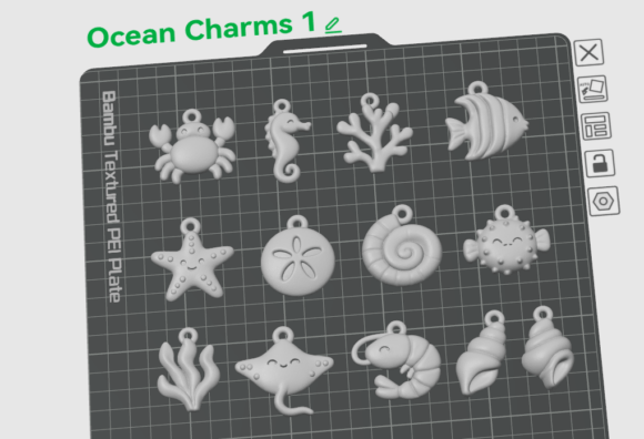 Ocean Charms STL Bundle  12 3D Printable Sea Animal Charms for Keychains - Image 2