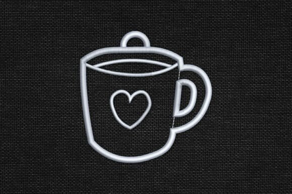 Outline Coffee Cup Bag Tag Heart