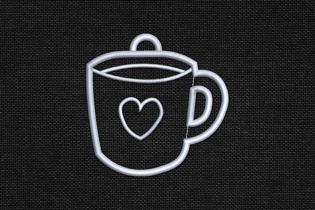 Outline Coffee Cup Bag Tag Heart