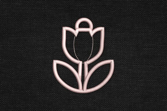 Outline Tulip Flower Bag Tag Applique