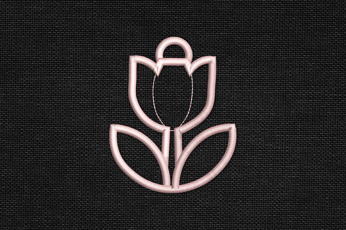 Outline Tulip Flower Bag Tag Applique
