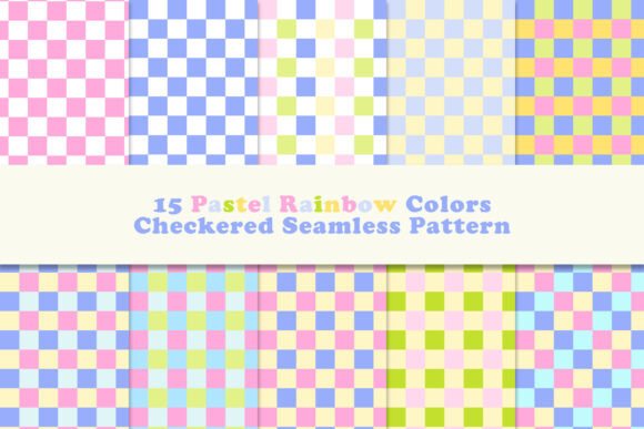 Pastel Rainbow Checkered Seamless Patter