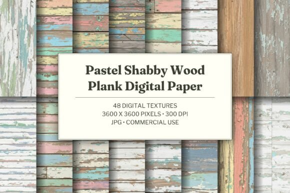 Pastel Shabby Wood Plank Digital Paper