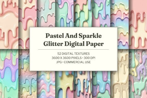 Pastel and Sparkle Glitter Digital Paper