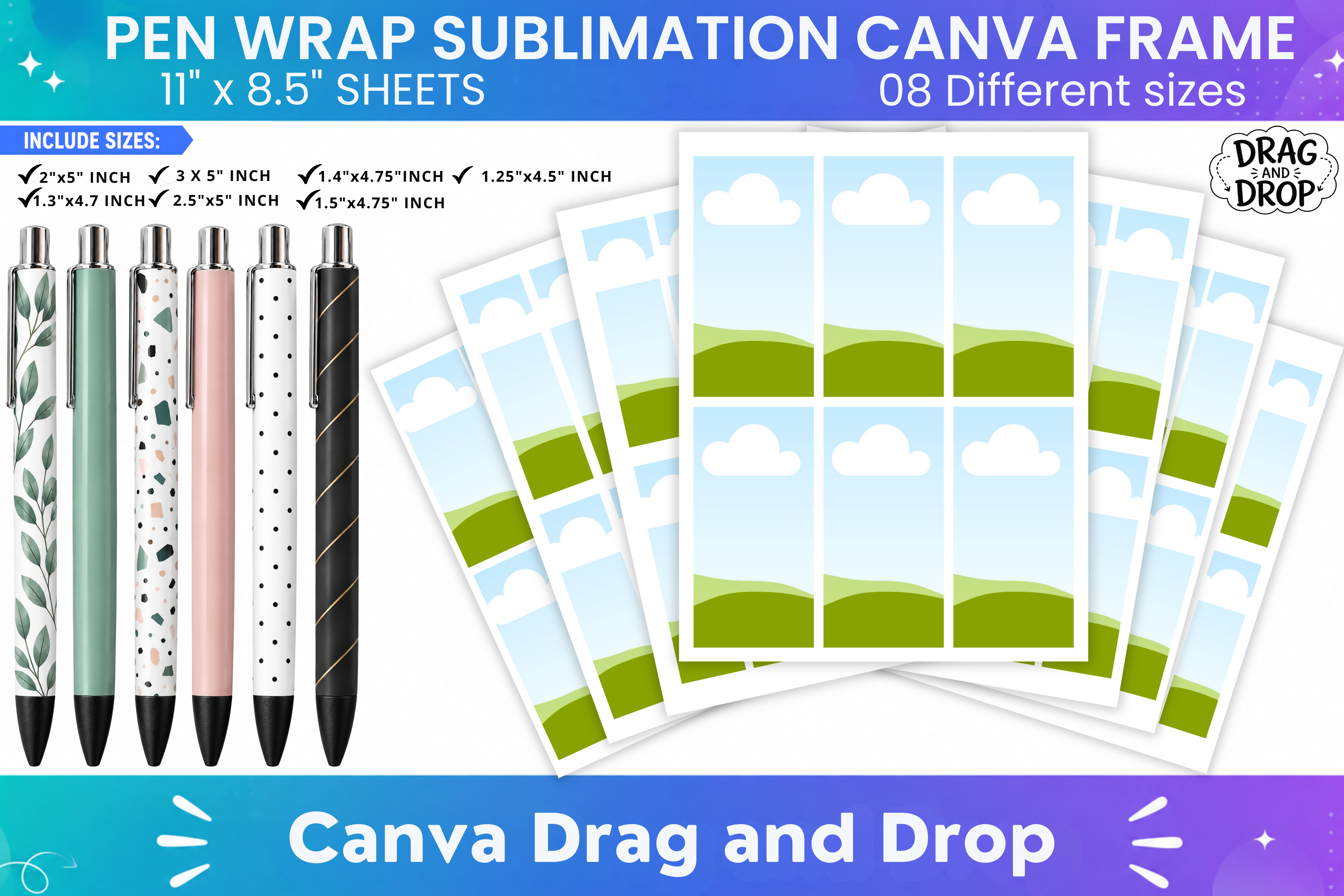 Pen Wrap Sublimation Canva Template