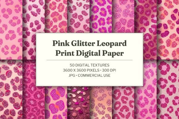 Pink Glitter Leopard Print Digital Paper