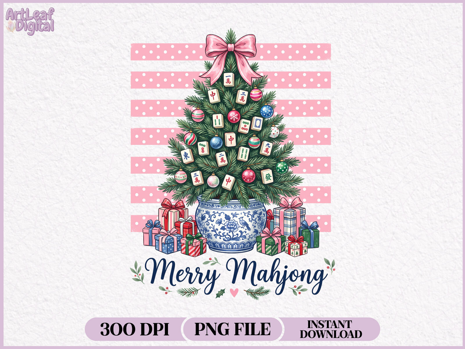 Preppy Merry Mahjong Christmas PNG