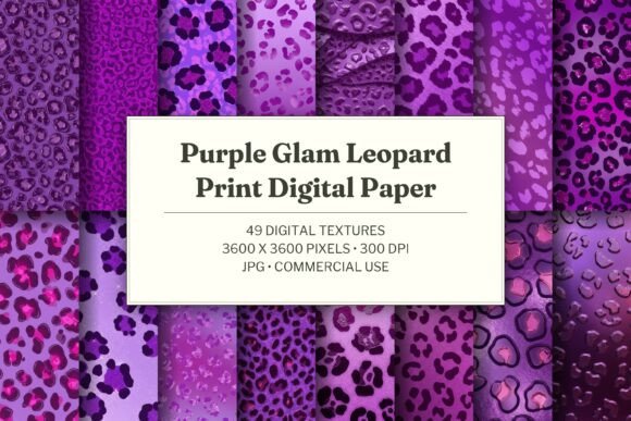 Purple Glam Leopard Print Digital Paper