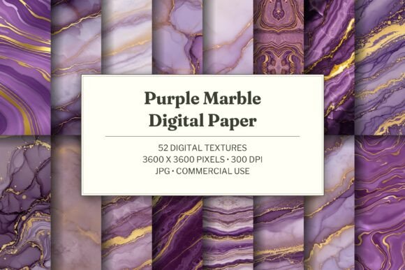 Purple Marble Digital Paper