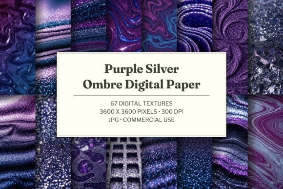 Purple Silver Ombre Digital Paper